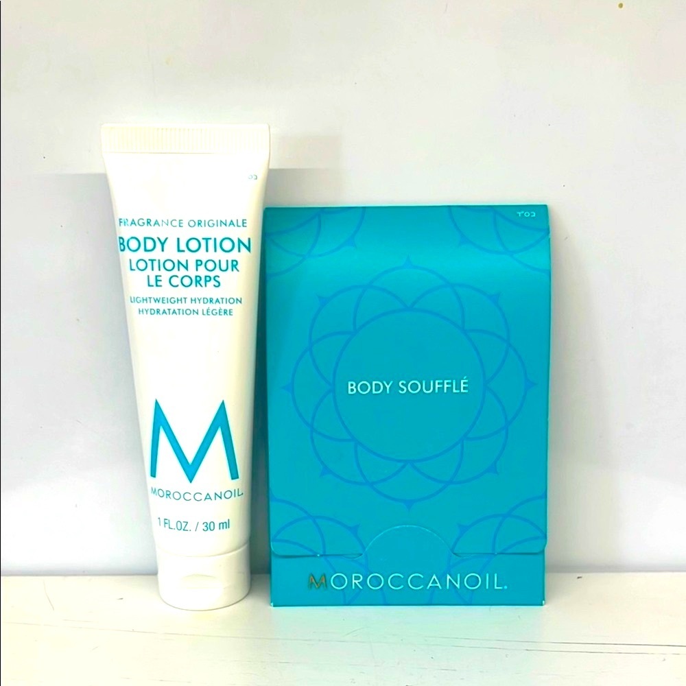 Moroccanoil White and Blue Moisturizer and Body Souffle’ Samples